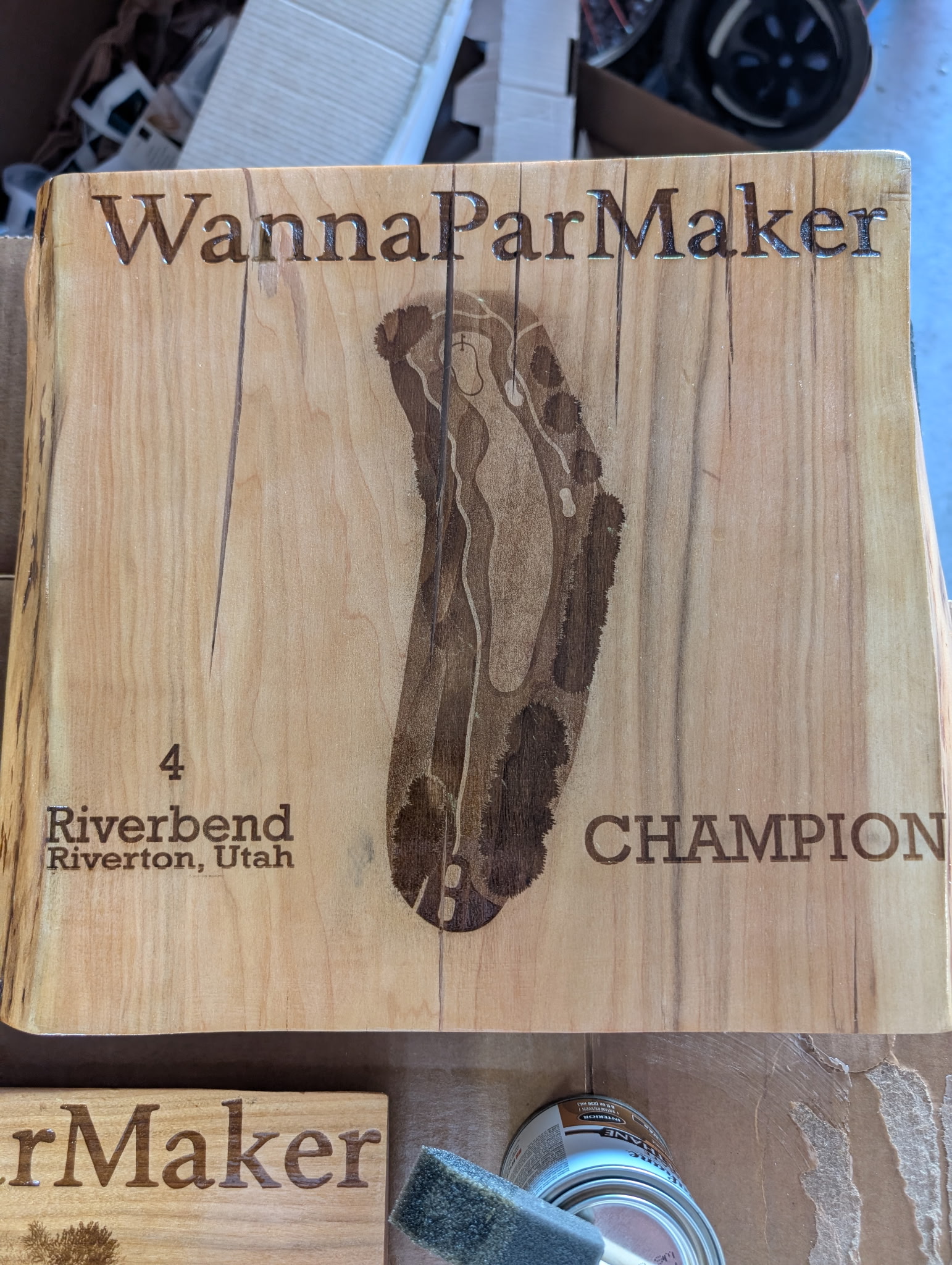 The hardware. Hole 4, Riverbend — WannaParMaker Champion.